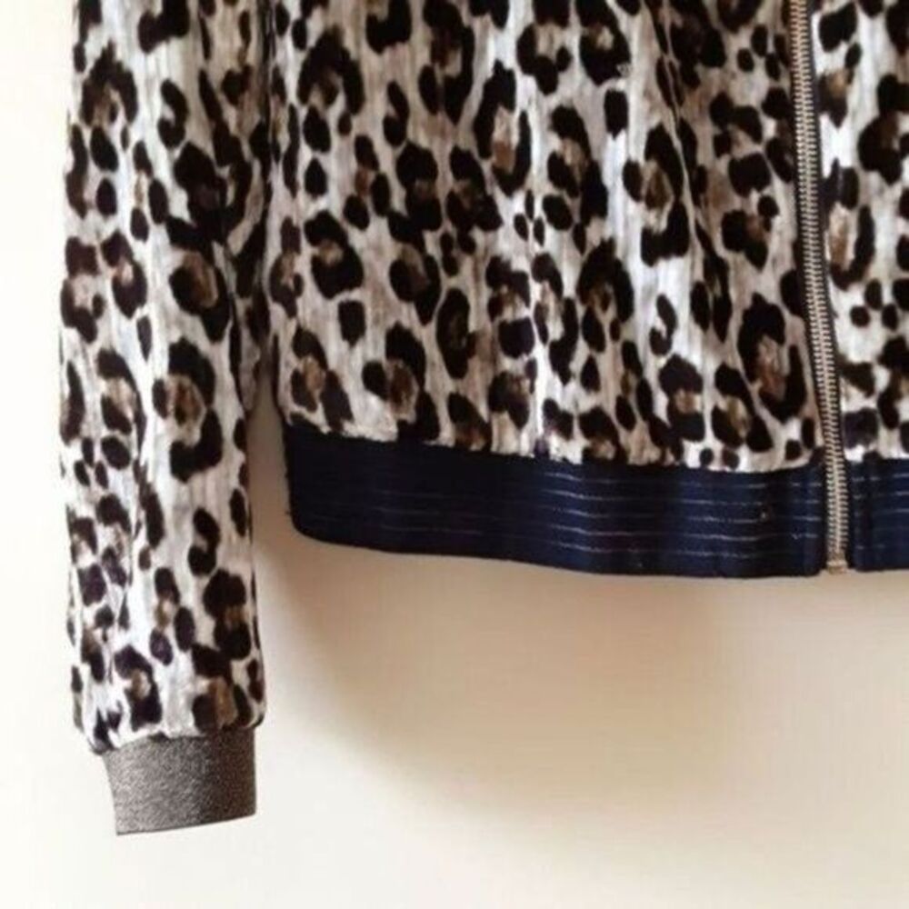 T Tahari Bomber Crop Jacket Crushed Velour Animal Print Sm Full Zip Party Casual - Picture 7 of 8